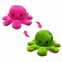 Caracatita reversibila din plus cu doua emotii, pink/verde inchis, 30 x 12 cm, Vivo S087-PINK/GREEN